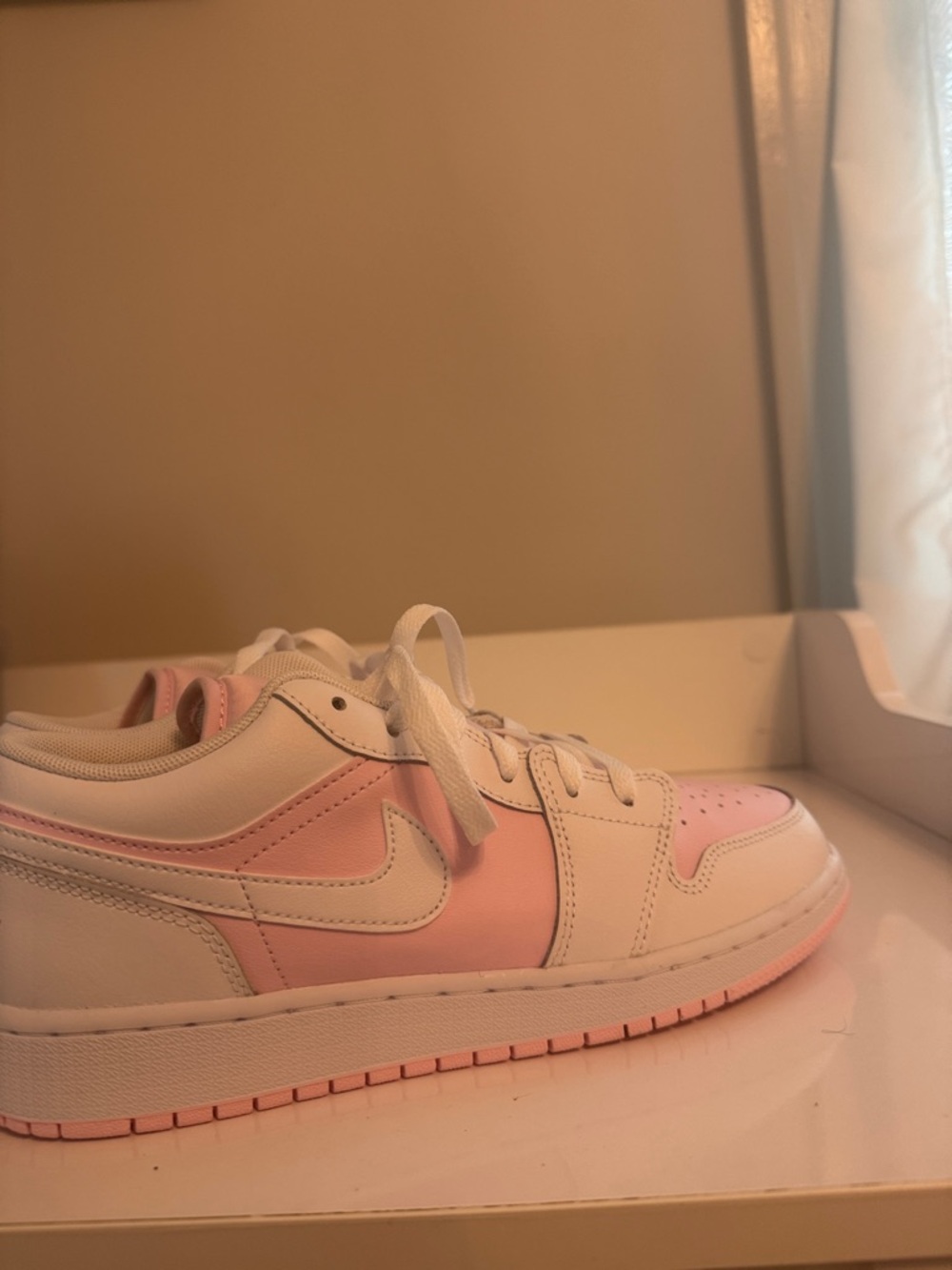 Jordan Kids Sneakers White and Pink Low Top